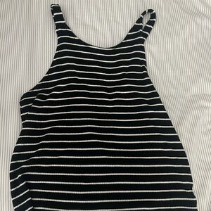 Black and white halter crop top